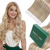 Easyouth Extension Capelli Veri Biadesivo Biondo Adesive Capelli Extension Umani Biondo Cenere Highlight Biondo Candido Remy Tape in Extension Capelli Naturale 30 cm 30g 20Pz #18P613