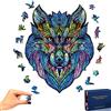 TOLOYE Puzzle in Legno, Lupo Puzzle Legno 3D Colorato Unico a Forma di Animale Puzzle in legno Puzzle Animale per Adulti e Bambini Collezione di Giochi per Famiglie Miglior Regalo (Lupo)
