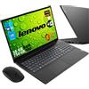 Lenovo, Pc portatile notebook pronto all'uso, Display FHD da 15,6, cpu N4500, ram 16Gb, ssd Nvme 750Gb, windows 11 pro, Office 2021 + Mouse Wifi