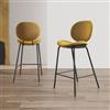 DEGHI Set 2 sgabelli in velluto oro con gambe in metallo nero - Milva