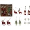 Creative Co-op Fiocco di neve in legno tagliato al laser, albero, casa e cervi, multicolore, confezione da 12