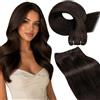 LaaVoo Extension Capelli Veri Tessitura Castano Scuro, Matassa Remy Morbida, Setosi come Veri, per Sposa e Matrimonio 35cm 80g #2