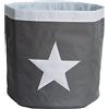 LOVE !T STORE !T LOVE IT STORE IT Cestino Rotondo - Tessuto Ultra Resistente - Per Cameretta Bambini - Adatto Anche Come Contenitore Per Il Bucato - 44x44x44 cm - Grigio Con Fantasia A Stella Bianca