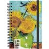 Kaos Agenda Giornaliera 2023 con Spirale - 12 mesi con Planner - Medium 12x18,6 cm - Per Casa Ufficio Università - Copertina Cartonata, Elastico piatto, Segnalibro - No PVC - Van Gogh Girasoli