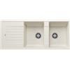 Blanco PRONTA CONSEGNA - Blanco Lavello due vasche con gocciolatoio ZIA 8 S 1527209 finitura soft white da 116x50 cm - Sopratop