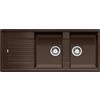Blanco PRONTA CONSEGNA - Blanco Lavello due vasche con gocciolatoio ZIA 8 S 1515602 finitura caffè da 116x50 cm - Sopratop