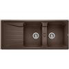 Blanco PRONTA CONSEGNA - Blanco Lavello due vasche con gocciolatoio SONA 8 S 1519706 finitura caffè da 116x50 cm - Sopratop