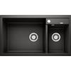Blanco PRONTA CONSEGNA - Blanco Lavello due vasche con gocciolatoio METRA 9 1525936 finitura nero da 86x50 cm - Sopratop