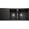 Blanco PRONTA CONSEGNA - Blanco Lavello due vasche con gocciolatoio METRA 8 S 1525934 finitura nero da 116x50 cm - Sopratop