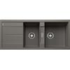 Blanco Lavello due vasche con gocciolatoio METRA 8 S 1527303 finitura grigio vulcano da 116x50 cm - Sopratop