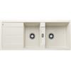 Blanco Lavello due vasche con gocciolatoio METRA 8 S 1527120 finitura soft white da 116x50 cm - Sopratop
