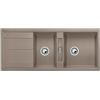 Blanco Lavello due vasche con gocciolatoio METRA 8 S 1517357 finitura tartufo da 116x50 cm - Sopratop