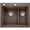 Blanco Lavello una vasca SX con vaschetta PLEON 6 Split 1521698 finitura caffè da 61.5x51 cm - Sopratop