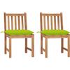 Vidaxl 923681 vidaXL Sedie da Giardino 2 pz con Cuscini in Legno Massello di Teak