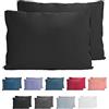 Komfortec Just Contempo - Set di 2 federe per cuscino, 40 x 60 cm, 100% cotone, super morbide, 150 g/m², colore: nero