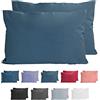 Komfortec Set di 2 federe per cuscino in 100% cotone, 40 x 60 cm, super morbide, 150 g/m², colore: petrolio