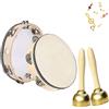 Wenrou 4 Pezzi Tamburello Strumento, Legno Tamburelli Strumento, Tamburello in Legno, con campane, per KTV, Feste, Giochi per Bambini, Scuola, Adulti, Regali, Accompagnamento di Danza e Canto per Bambini
