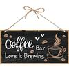 CREATCABIN Targa in legno con scritta But First Coffee stampata in chicchi di caffè, dispensa, decorazione rustica da parete in legno, decorazione da appendere per casa, casa, bar, cucina, 25,4 x