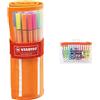 Stabilo Fineliner point 88 - Rollerset con 30 Colori assortiti & Evidenziatore swing cool pastello - Astuccio x 14 evidenziatori 100% pastello