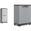 Keter Armadio Alto Titan, 4 Ripiani Regolabili, Grigio, 80x44x182 H Cm & Armadio Basso Stilo, 1 Ripiano Regolabile, Grigio Scuro, 68x39x90 H Cm