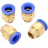 CNCTEC Raccordo a innesto pneumatico R 1/4 su 10 mm IQS, 4 connettori push in ad aria compressa (R 1/4 - 10 mm)