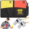 WangLaoWu Set di Carte Arbitro, Taccuino Arbitro, Arbitro di Calcio Cartellini Rossi e Gialli, con Fischietto con Cordino, Accessori Matite, per Sport, Calcio, Partita di Basket, Arbitri