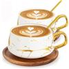 TELANKS - Set di due tazze e due piattini, in porcellana, per case e locali, 300 ml, bianco