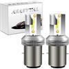 Asasytal BA20D S2 Lampadina LED del Faro Motociclistico, DC12V/24V 20W Alto/Basso Raggio, +350% Super Luminoso 2500 Lumen 6500K Xeno Bianco LED Faro per lo Scooter Motociclistico Moto, 2 Pcs