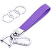 Wisdompro Portachiavi per auto in vera pelle, universale, resistente, portachiavi da donna per chiavi dell'auto, rotazione a 360 gradi, con anello a D anti-smarrimento e 3 portachiavi, viola