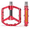 Kadacha Pedali bici con strisce riflettenti, 3 cuscinetti sigillati, piattaforme per biciclette in alluminio CNC antiscivolo, pedali da 9/16 pollici per bici da strada, MTB, E-Bike. (rosso)
