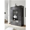 Tecno Arredo 3 Living Vetrina 2 ante in Vetro MIRO colore grigio