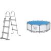Bestway 58330-4 Scaletta di sicurezza per piscina Flowclear™ da 1,07 m & 58242 Telo termico per piscina fuori terra rotonda da 366 cm
