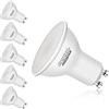 Aigostar - Lampadina LED GU10 6W, Luce Bianca Calda 3000K 480 Lumen, Angolo a Fascio 100-120 Gradi, Nessun Sfarfallio Non Dimmerabile, Pacco da 5