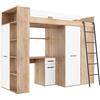 BIM Furniture - Letto a soppalco Entresole VERANA P, 190 x 90 cm, con Scale, Armadio, scrivania, mobili per Bambini