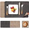 Myir JUN Tovagliette Americane e Sottobicchieri Set di 6, Tovagliette Americana Plastica Lavabili Tovagliette Colazione in Pelle Tovaglietta Antiscivolo Impermeabile (Grigio Beige, Set di 6)
