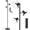 SIBRILLE Lampada da Terra Salotto 36W, 2500LM Piantana Lampada da Terra con Telecomando, 2700K-6500K Dimmerabile Lampade da Terra LED 3 Luci Individuale Controllo per Soggiorno, Lettura e Ufficio