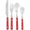 Pradel Heritage 518154 - Set Posate 24 Pezzi Acciaio Inox/plastica Rossa, 9,6 x 23,5 x 9,7 cm