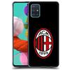Head Case Designs Licenza Ufficiale AC Milan Colore Pieno Nero Stemma Custodia Cover in Morbido Gel Compatibile con Samsung Galaxy A51 (2019)