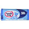 Handy Bag - 20 sacchetti per rifiuti da 20 litri, chiusura a legami, protezione attiva antibatterica, anti-perdite, 45 x 50 cm, blu, opaco