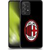 Head Case Designs Licenza Ufficiale AC Milan Colore Pieno Nero Stemma Custodia Cover Dura per Parte Posteriore Compatibile con Galaxy A52 / A52s / 5G (2021)