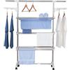 Talk-Point stendibiancheria portatile a torre, 23 metri di filo, pieghevole, regolabile in altezza, mobile, con asta telescopica e ali laterali, per interni ed esterni (3 livelli)