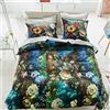 Designers Guild Copripiumino stampato in raso di cotone, Minakari Cobalt, 200 x 200 cm, Designers Guild