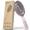 FABCARE Spazzola Capelli con Setole di Cinghiale e Doppia Molla a Spirale - Districante Professionale per Ogni Tipo di Capelli, Ideale per Cura e Styling, Design Ergonomico e Colore Elegante (Rosa)