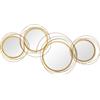 HOMCOM Decorazione Murale 3D in Metallo, Wall Art a Cerchi con Specchi 107x56cm, Oro|Aosom