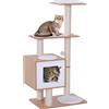 PawHut Albero Tiragraffi per Gatto Trespolo per gatti in Sisal con Cuccia, Piattaforme e Giochi, 60x40x120 cm legno, bianco |Aosom