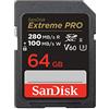 SanDisk 64 GB Extreme PRO Scheda SDXC, velocità di lettura fino a 280 MB/s, UHS-II, C10, U3, V60