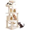 Yaheetech Albero Tiragraffi per Gatti Adulti Grandi Medi con Giocattolo Gioco Palle in Corda Sisal Naturale 61 x 49 x 158 cm Beige