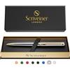Scriveiner Pen, Splendida Penna a Sfera Cromata Silver, Finitura Placcato in Vero Oro, Refill Inchiostro Nero, Penne Eleganti, Professionali, da Ufficio, Idee Regalo per Lui e per Lei