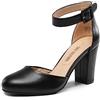 DREAM PAIRS Décolleté da Donna con Tacco Alto e Largo e Grosse Décolleté da Sposa con Punta Chiusa,Size 37,Nero-Pu,Angela