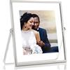 Lawrence Frames - Cornice portafoto con cavalletto in metallo, 10 x 10 cm, colore: Argento